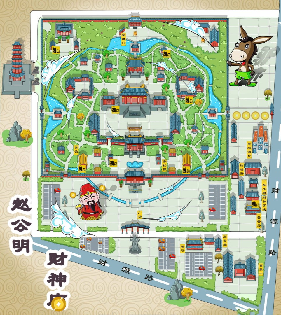 沐川寺庙类手绘地图